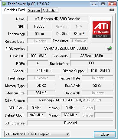  ASRock M3A780GXH/128M разгон GPU 