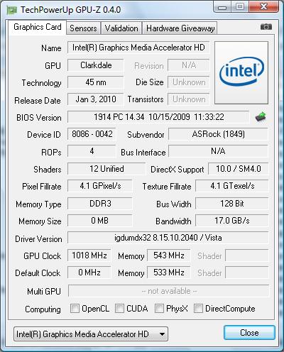  ASRock H55M-LE GPU Clock 2 