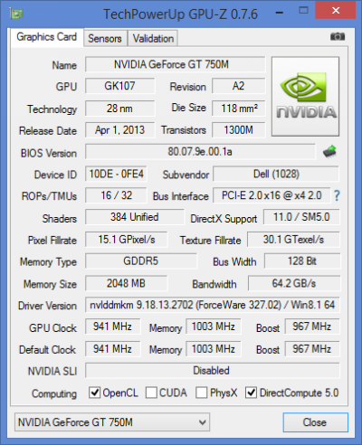  Dell Inspiron 7537: Discrete GPU Information 
