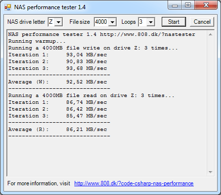  Производительность Thecus W4000 с дисками в массиве Simple 