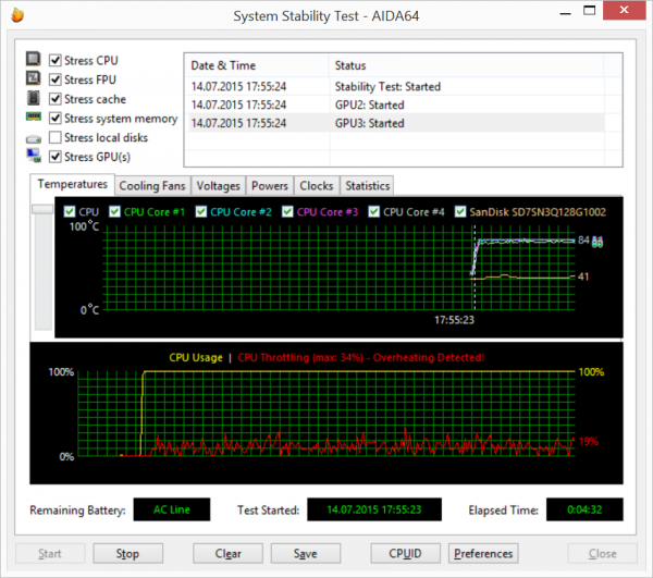  Стресс-тестирование в AIDA64 