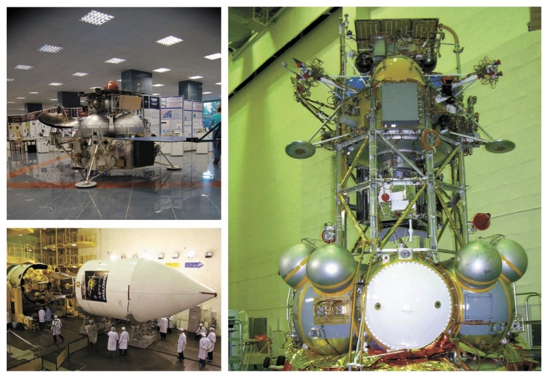  Участие в проекте ExoMars даёт российским учёным возможность проверить решения и идеи, разработанные для миссий «Марс-96», «Фобос-Грунт» и «Марс-НЭТ». На коллаже – станция «Фобос-Грунт», фото ИКИ РАН, Роскосмос, НПО имени С. А. Лавочкина 