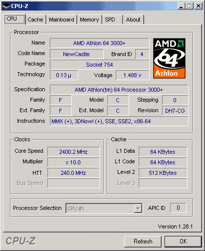  AMD Athlon64 3000+, Socket 754 