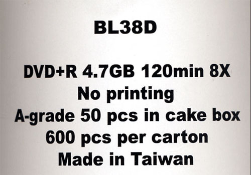  DVD+R 8x BL38D 