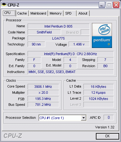  Pentium D 805 